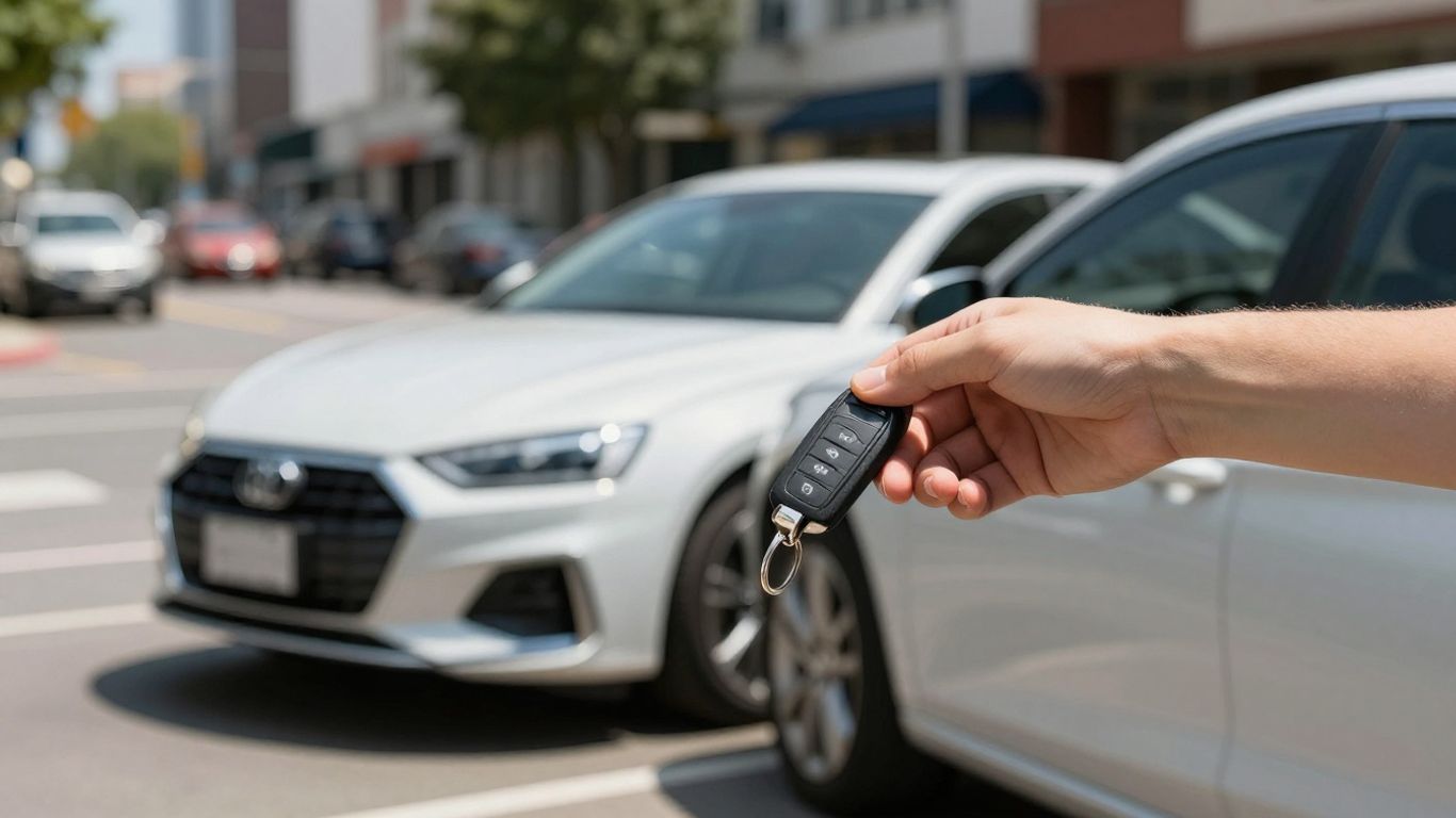 New car with keys, ready for a test drive.