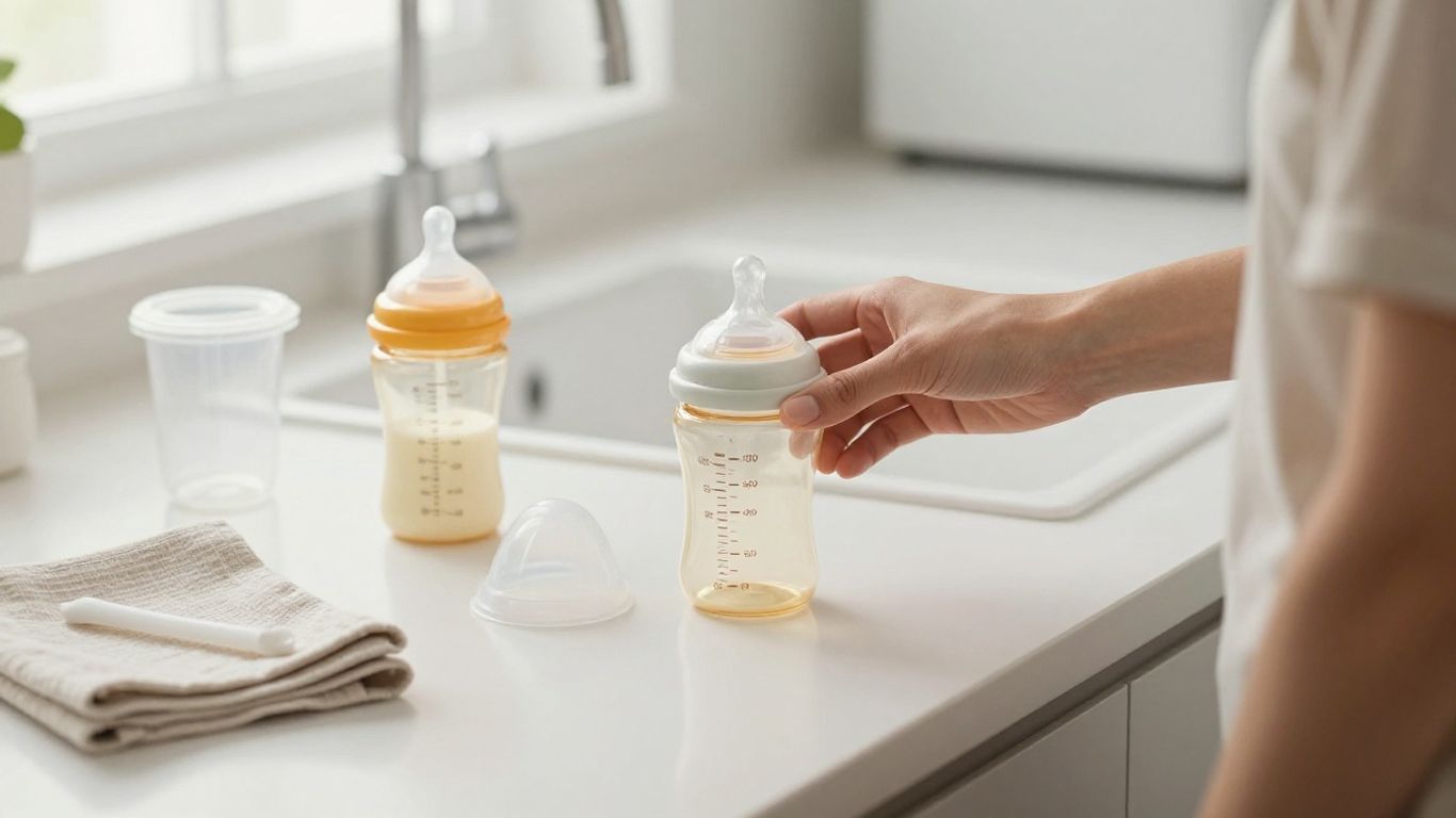 Preparación higiénica de un biberón para bebé