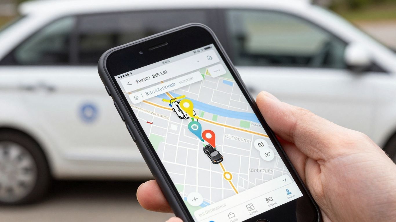 Employee GPS tracking app on a phone screen.