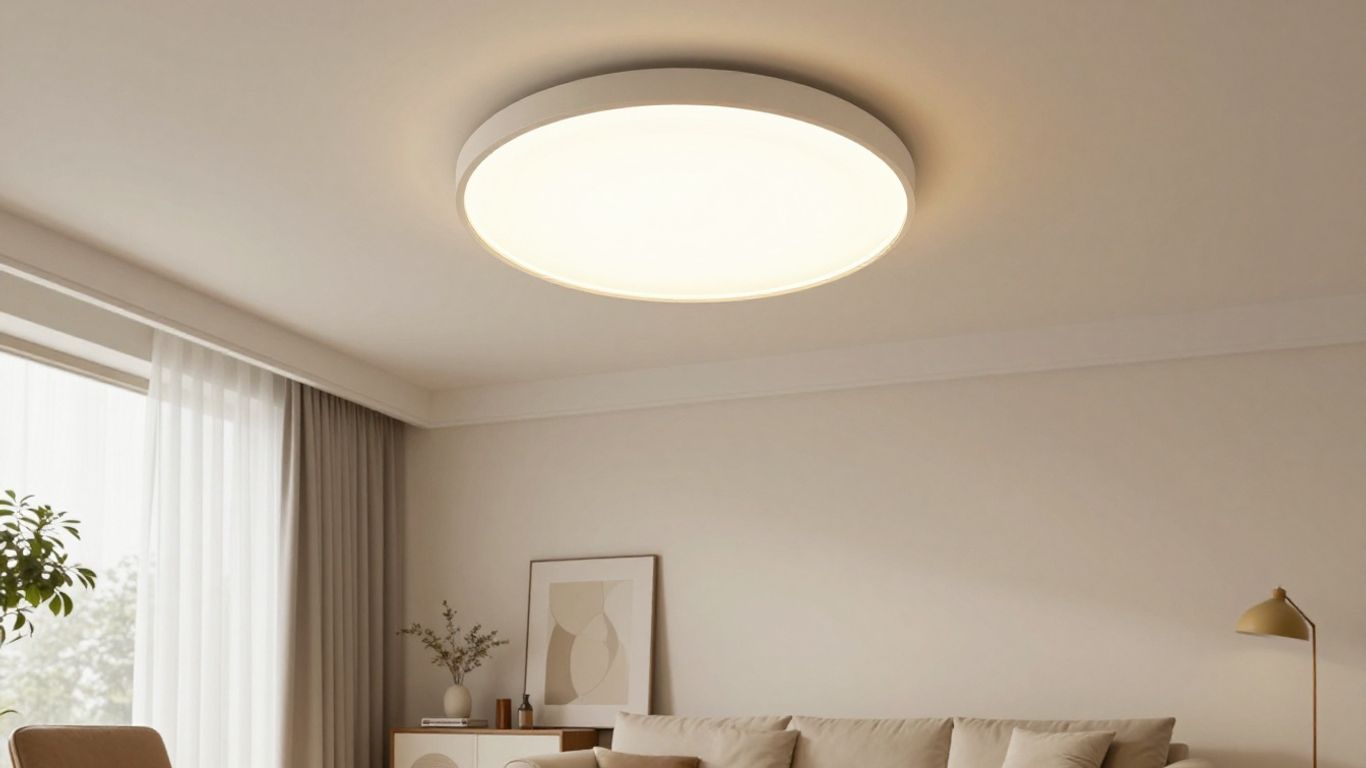 Sleek modern flush ceiling light in a contemporary room.