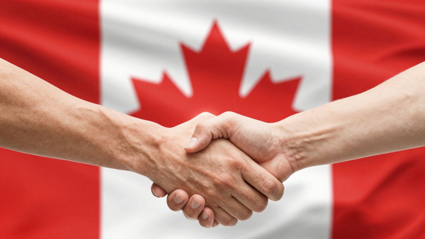 Canadian flag and handshake symbolizing financial trust.