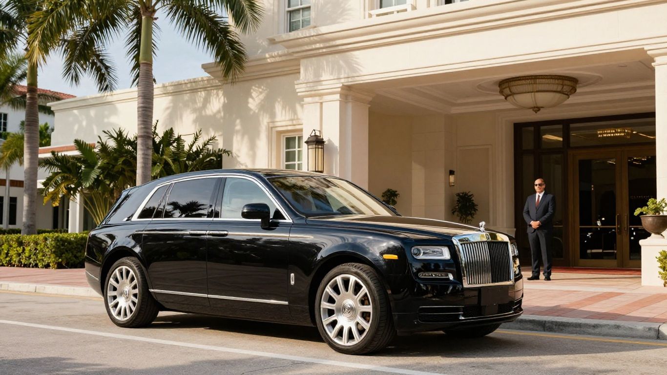 Luxury vehicle waiting outside Miami hotel