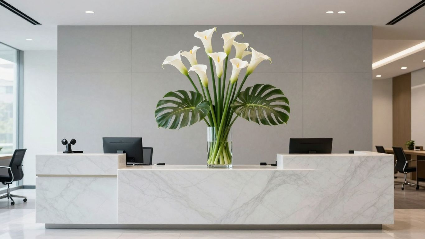 Sophisticated floral arrangement in office lobby