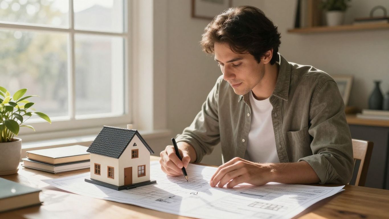 Persona calculando el precio de seguro de hogar.