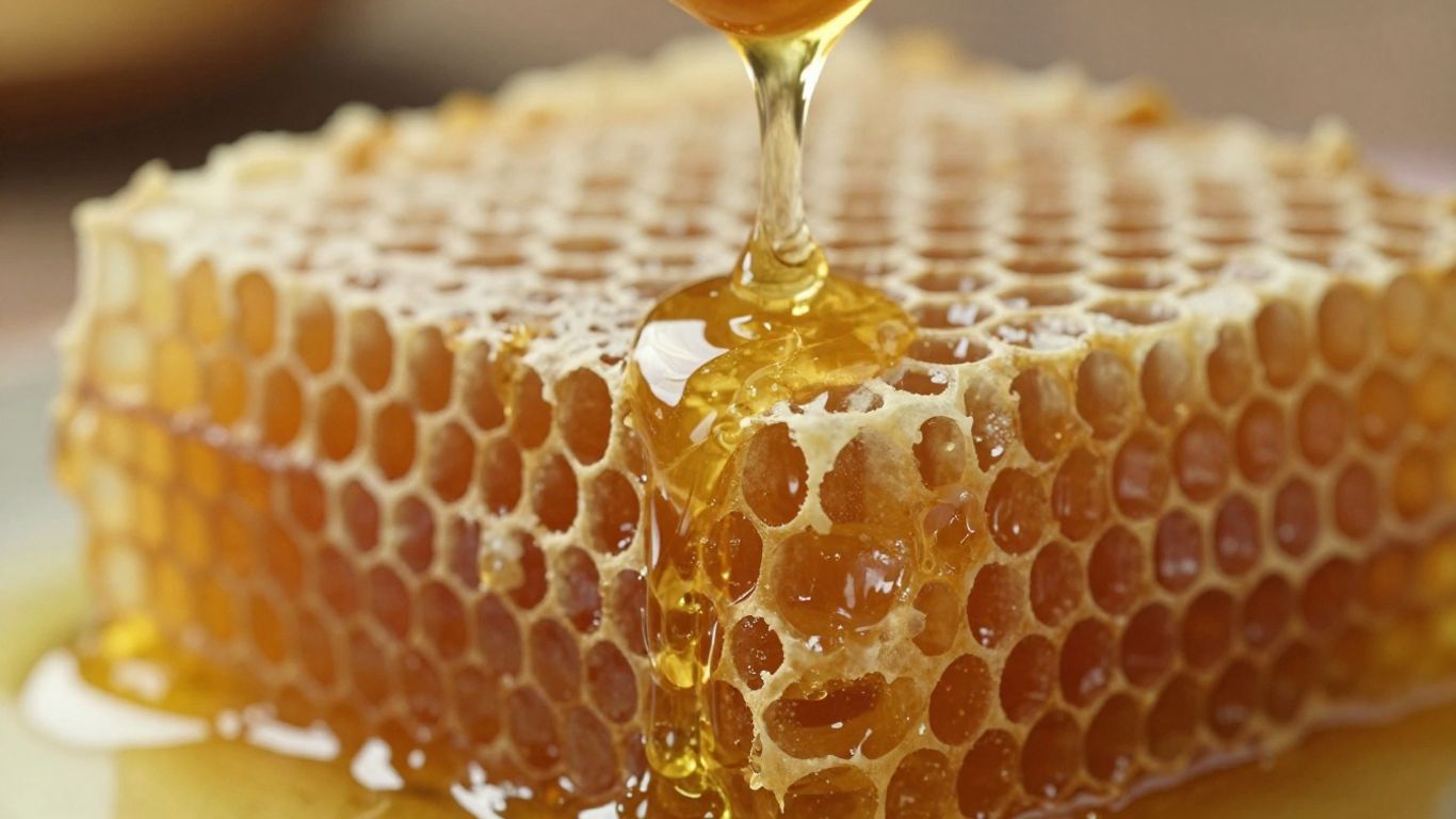 Honeycomb with dripping honey