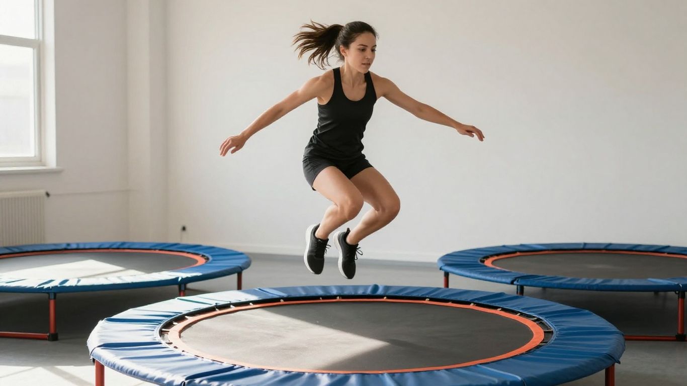Person jumping on a rebounder for weight loss.