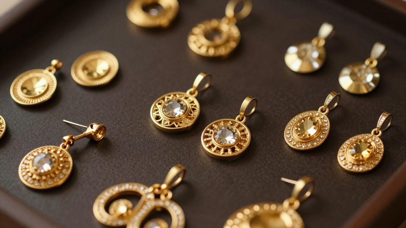 Assortment of elegant gold earrings for women.