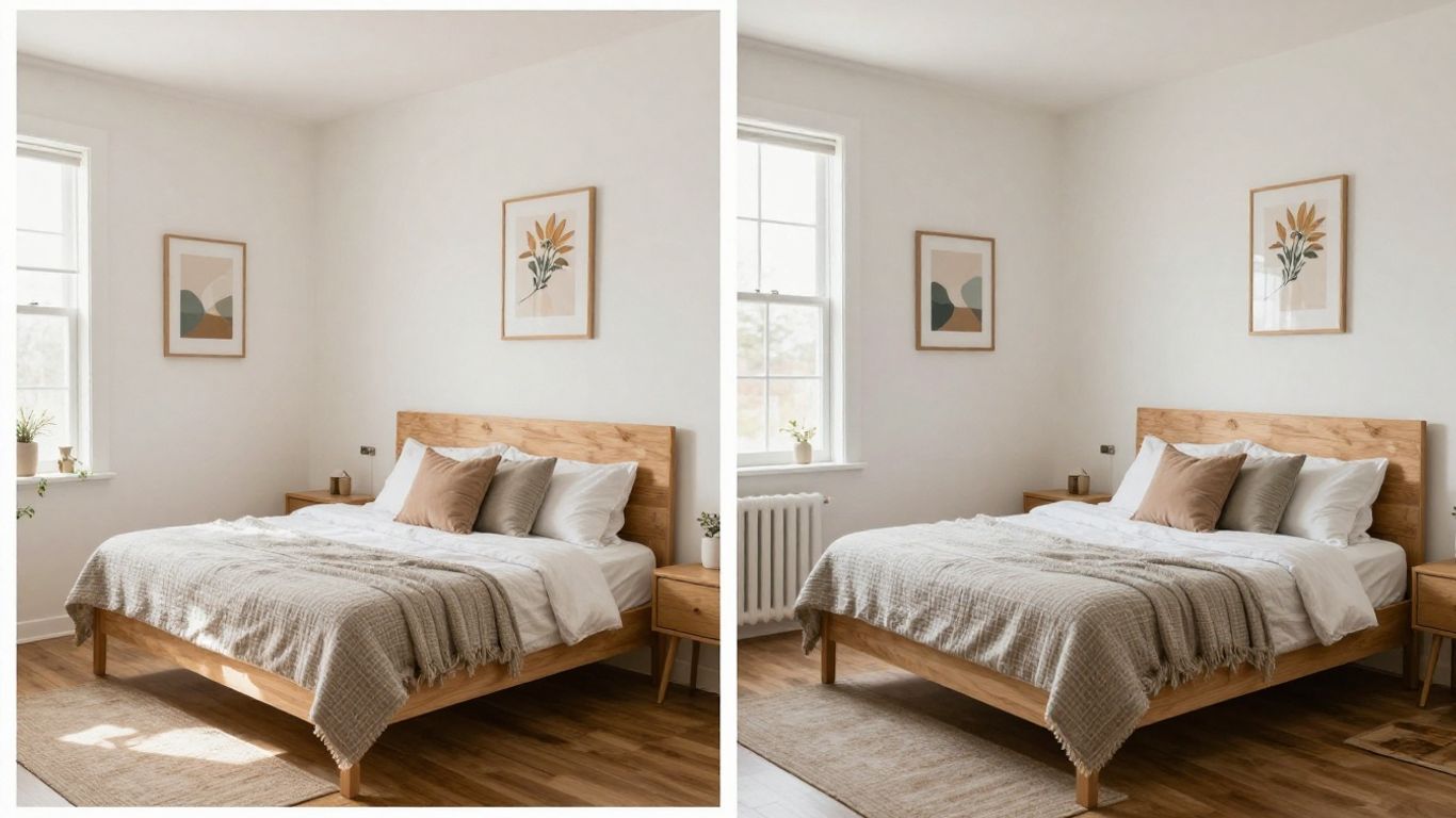Airbnb listing photo variations for A/B testing.