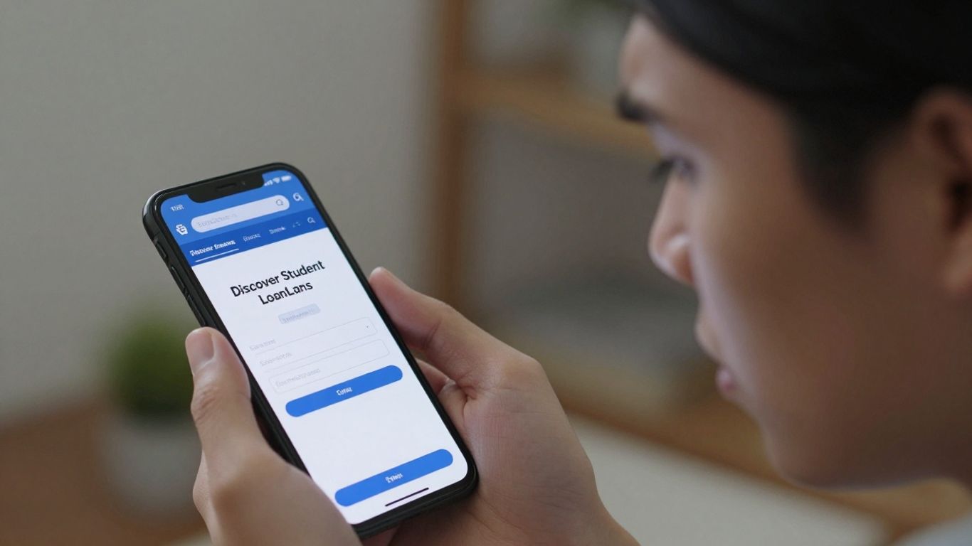 Person frustrated with Discover Student Loans login on phone.