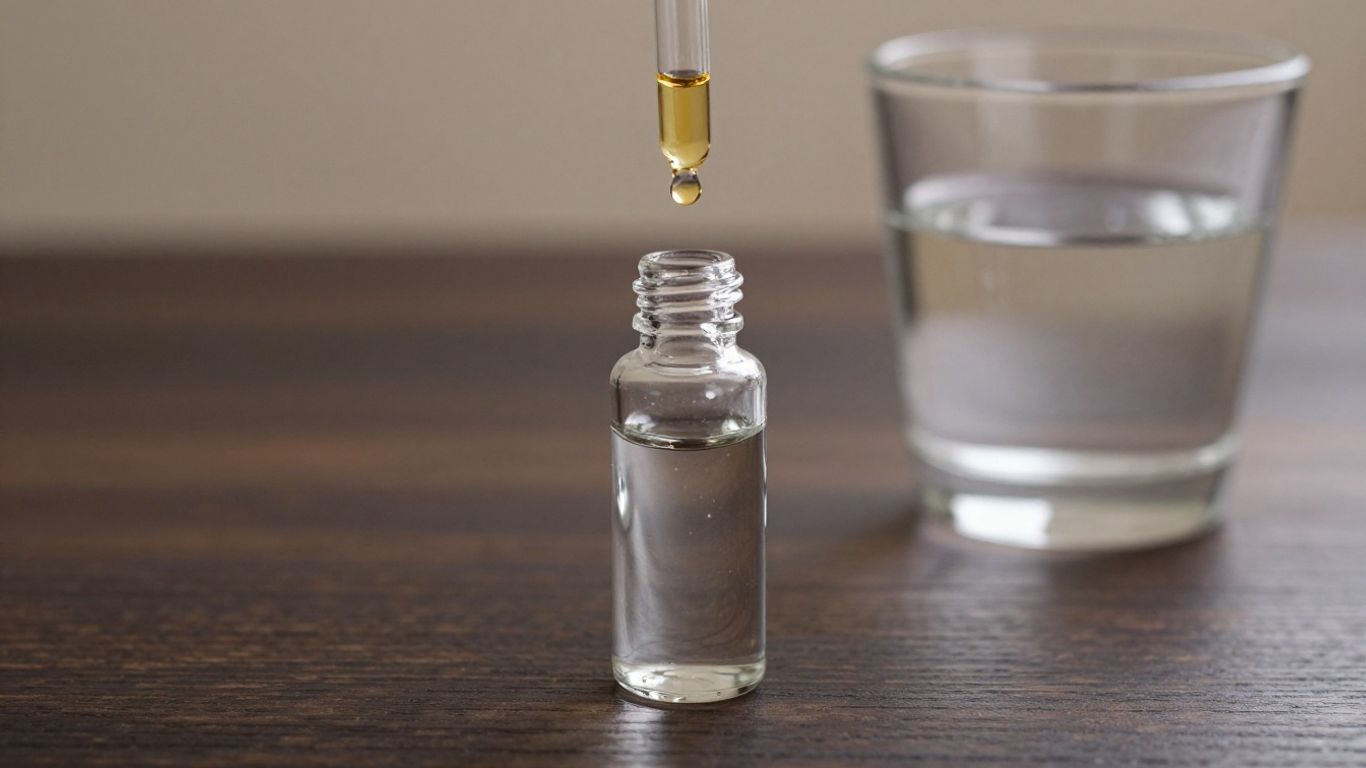 Glass dropper bottle with concentrated liquid mineral drops