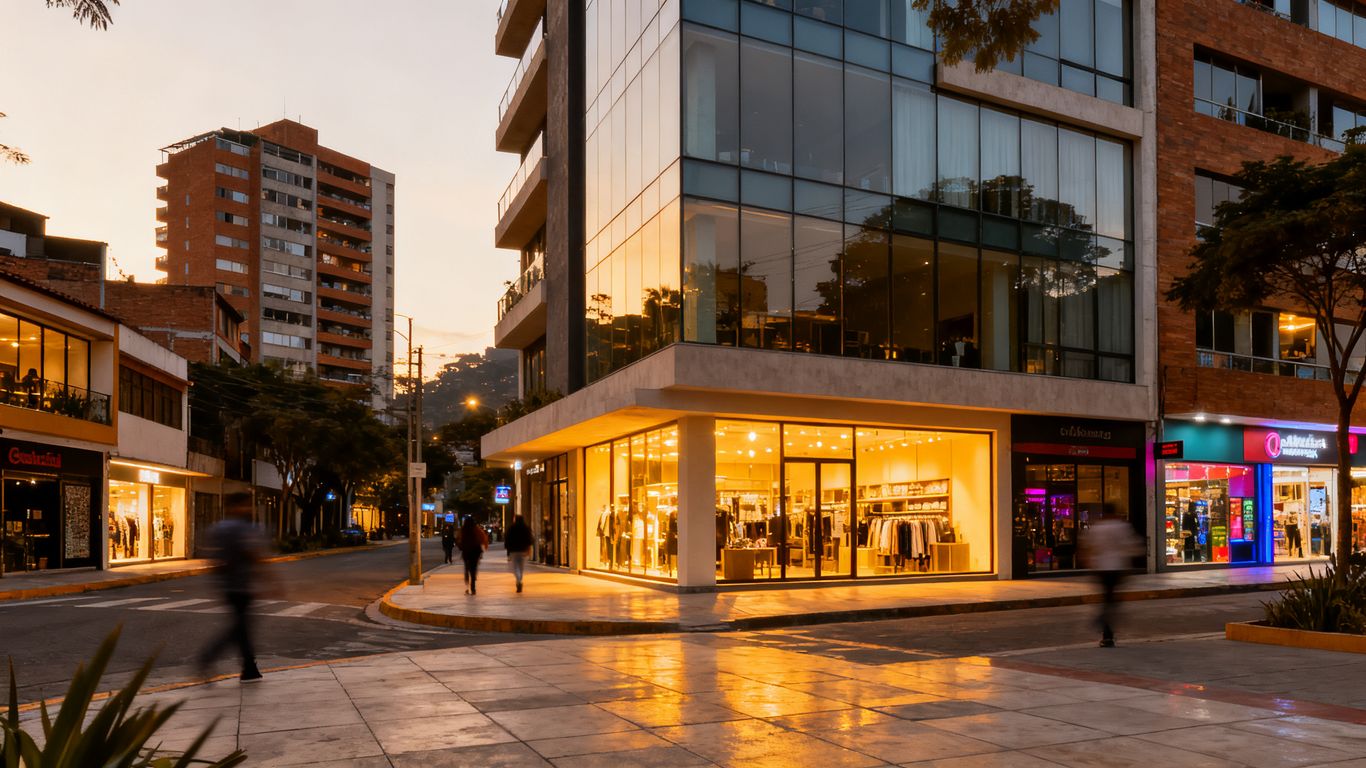 Street lighting in the El Poblado district