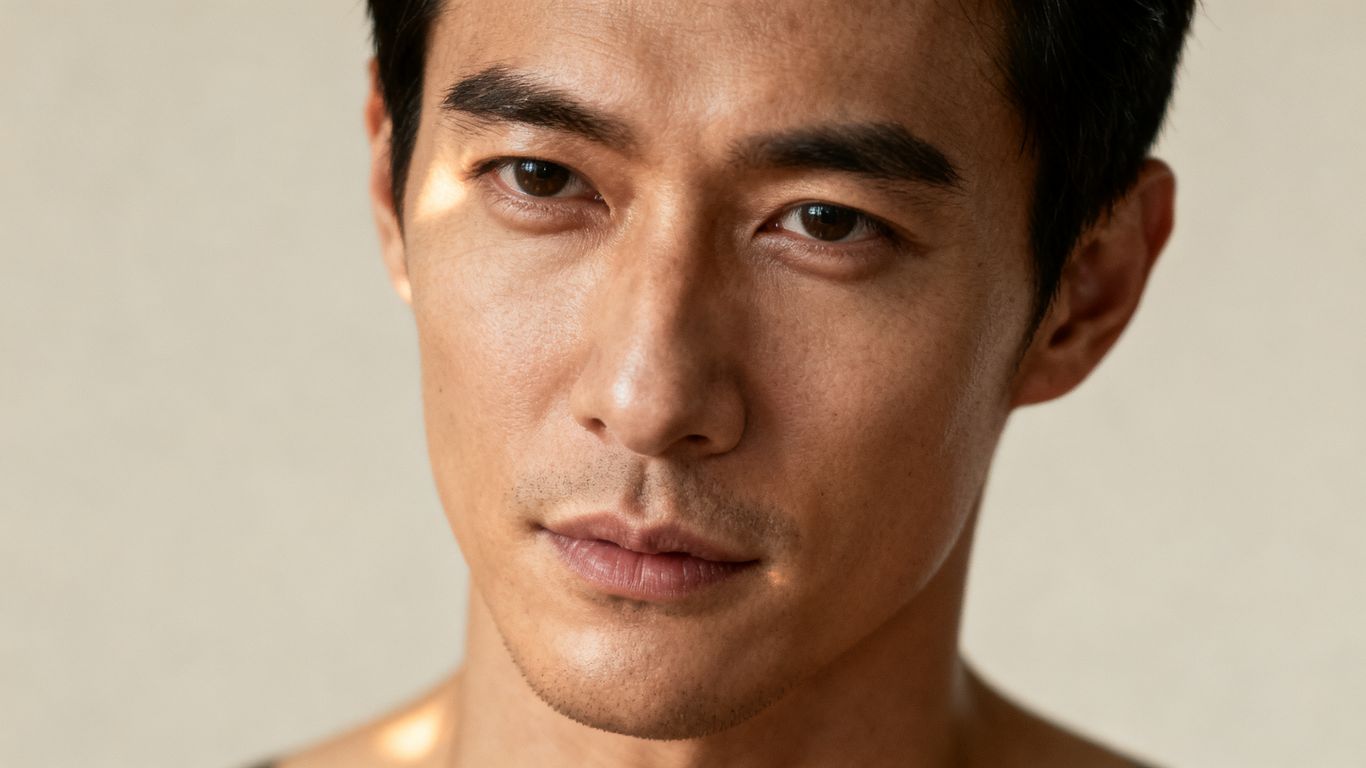 Adult male reference portrait in soft studio light