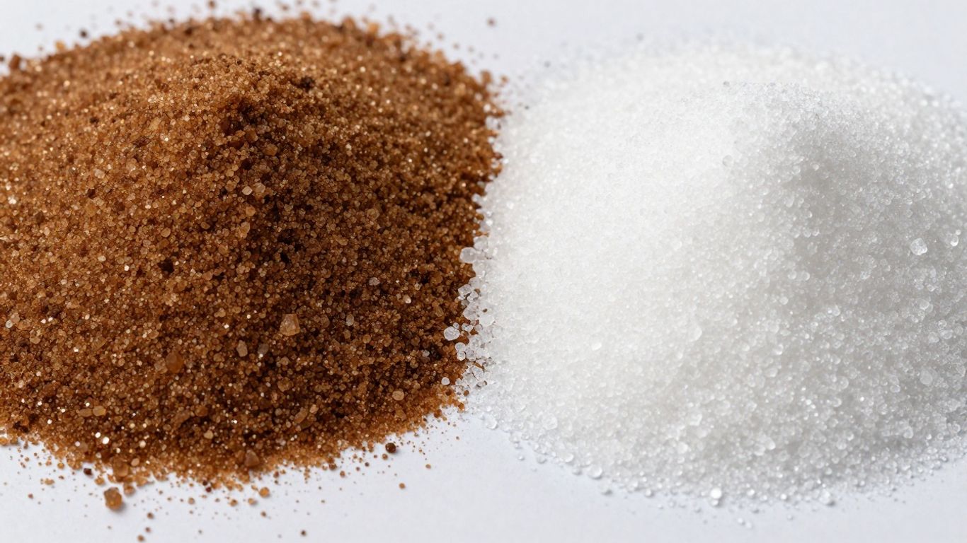 Palm sugar and cane sugar piles