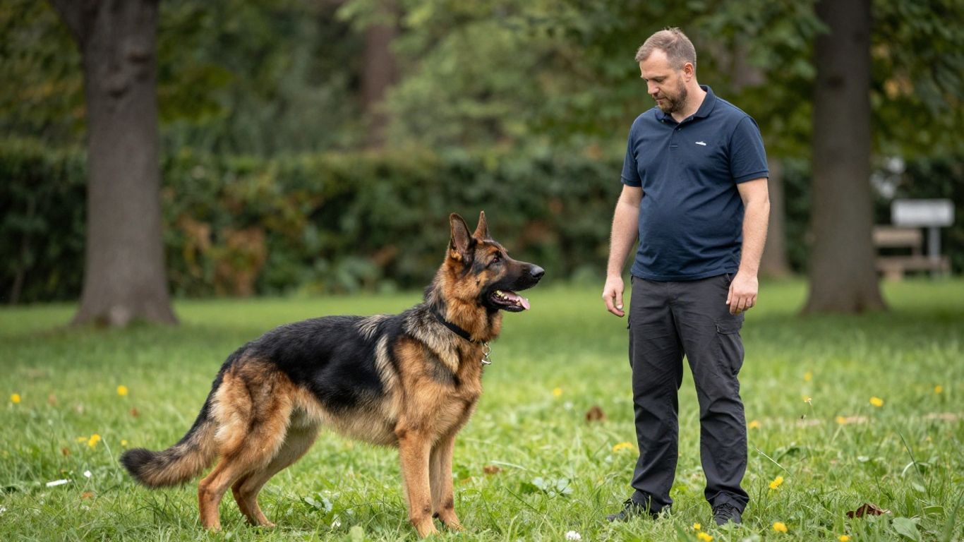 Professional trainer working with a dog