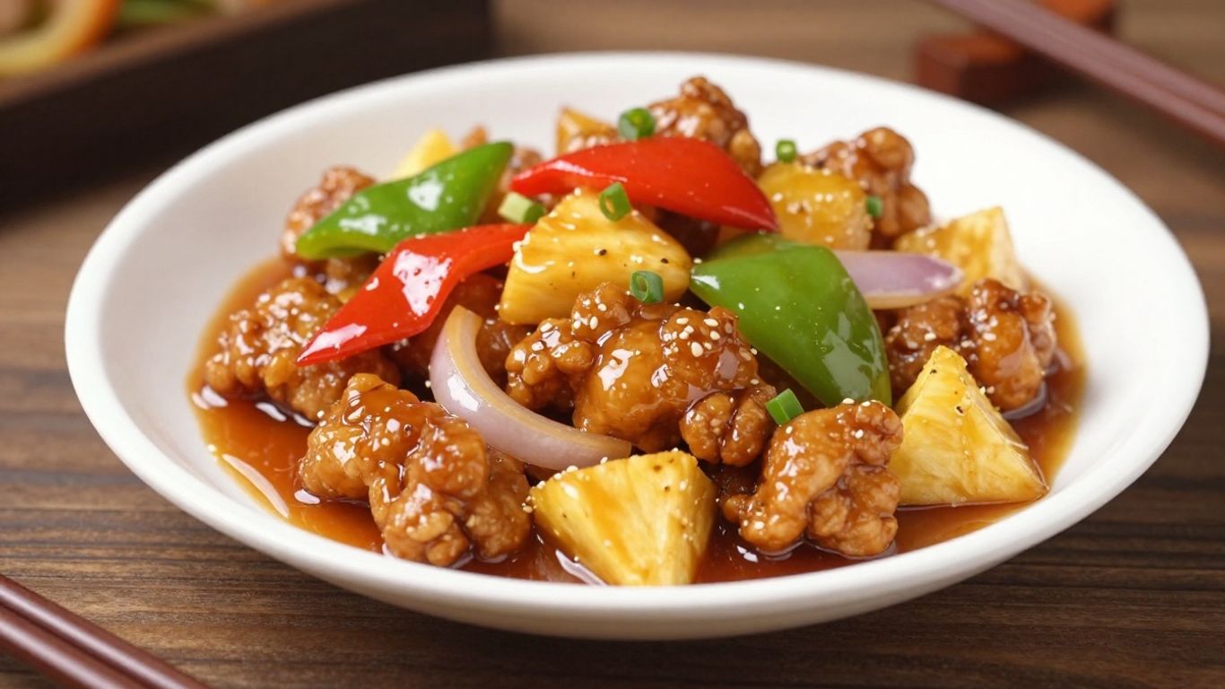 Crispy sweet and sour pork with peppers