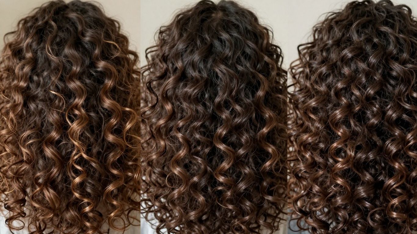 Diverse curly hair textures with varying curl patterns.