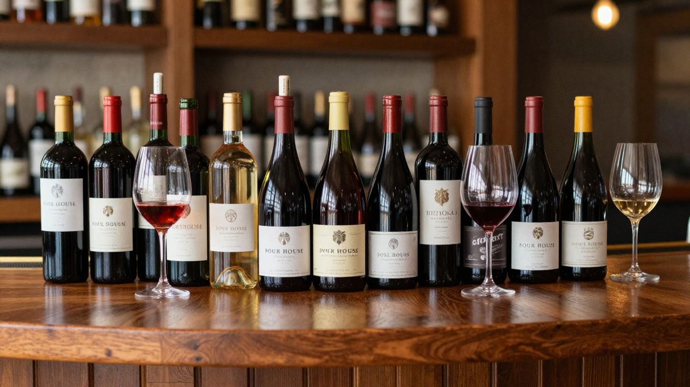 Pour House Denver wine bottles and glasses