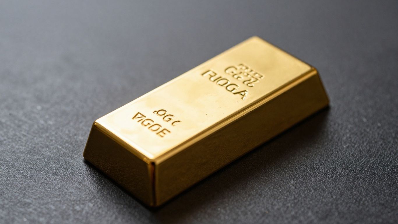 Lingot d'or brillant sur fond sombre.