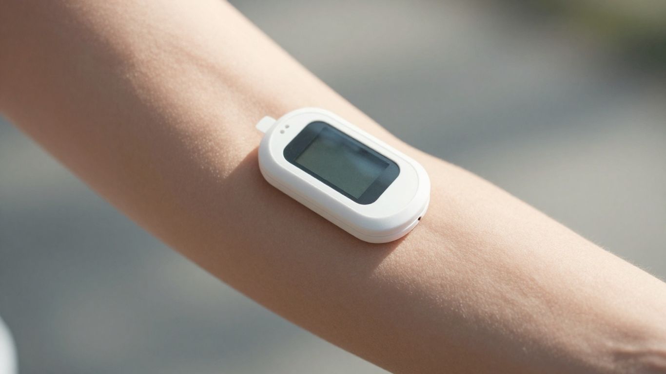 Person with glucose monitor after eating.