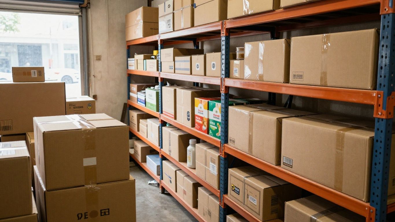 Persona mirando estantes llenos de productos.