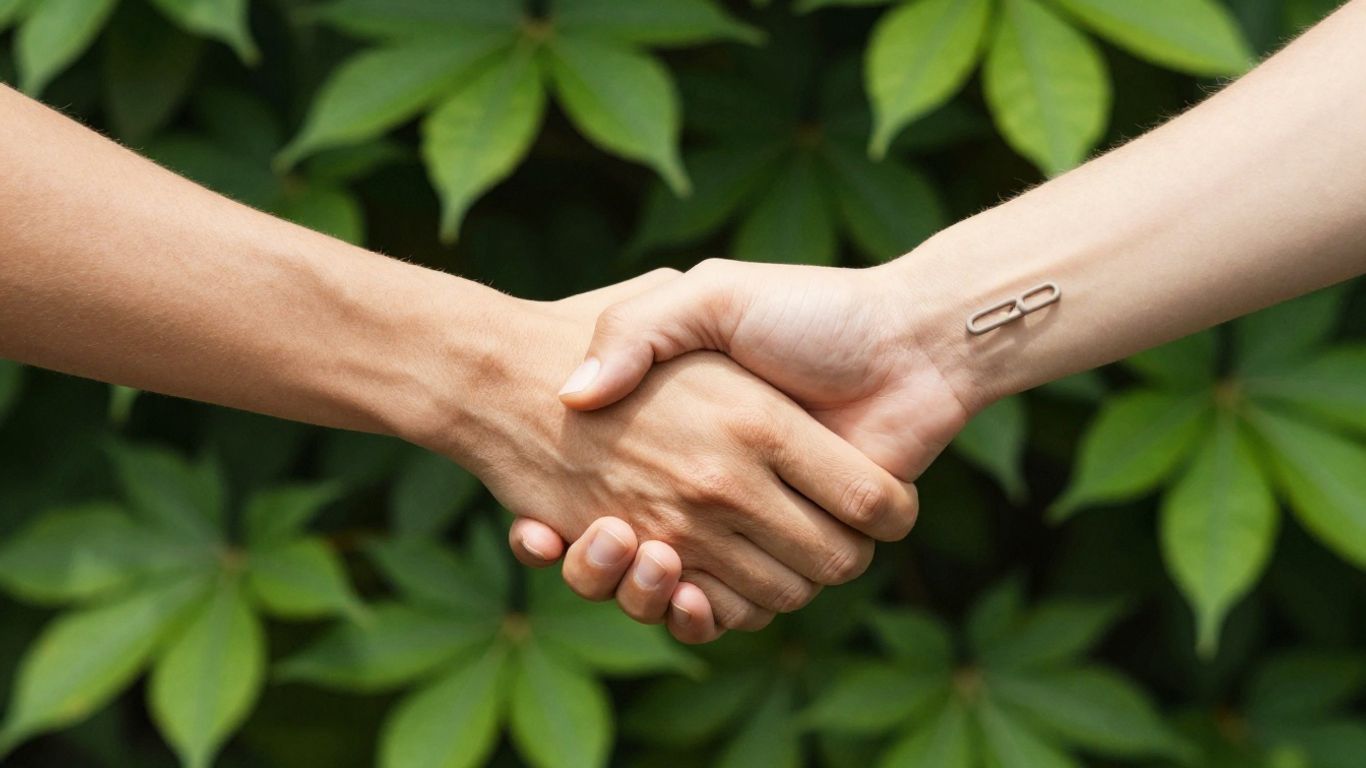 Hands shaking, symbolizing successful affiliate marketing partnership.