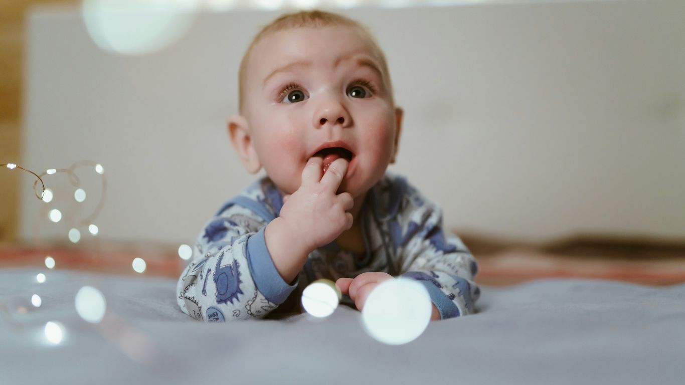 a baby with a pacifier