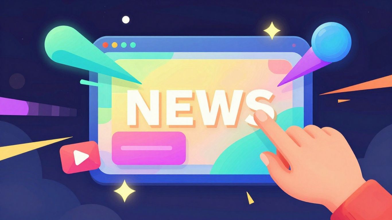 Digital entertainment news and updates illustration.