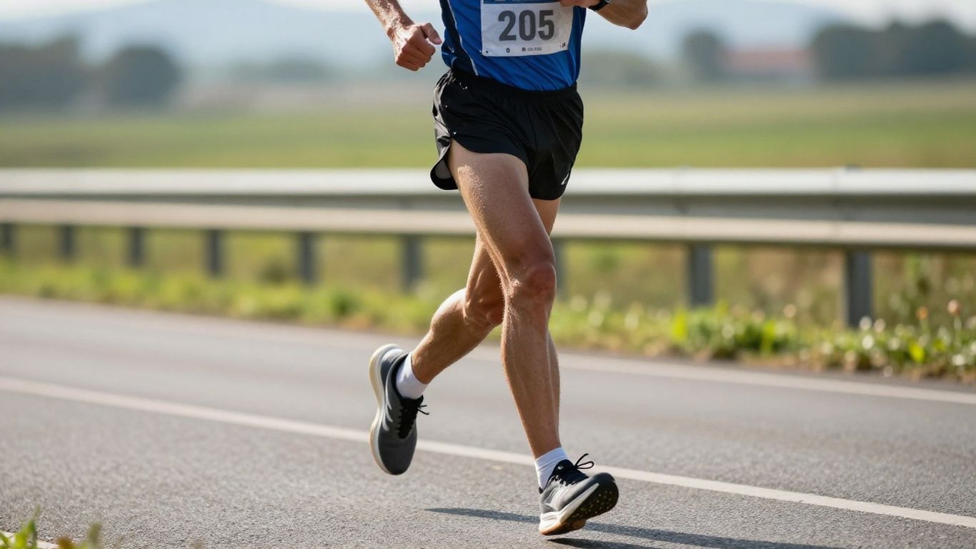 Runner on a road during a half marathon race.