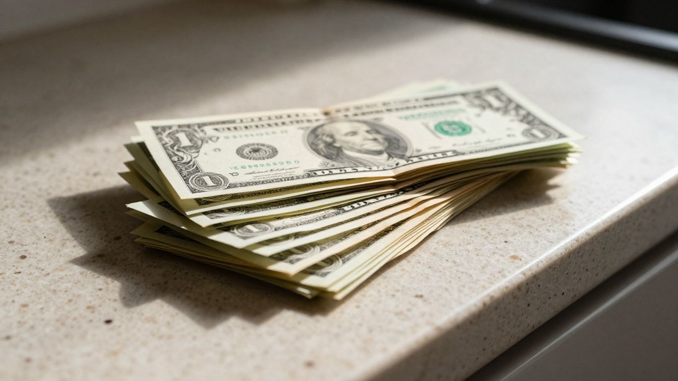 Countertop with money, illustrating lead costs.