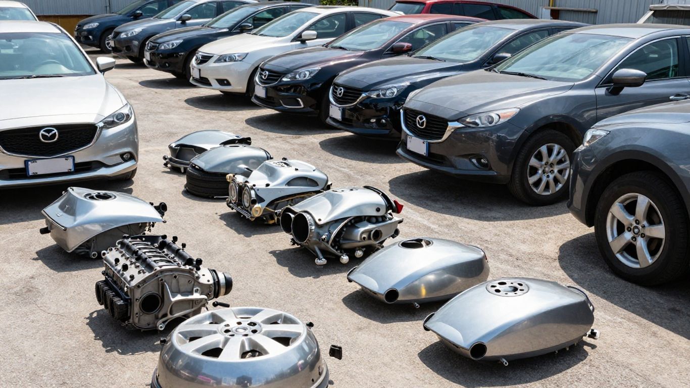 Mazda car parts at a wrecking yard