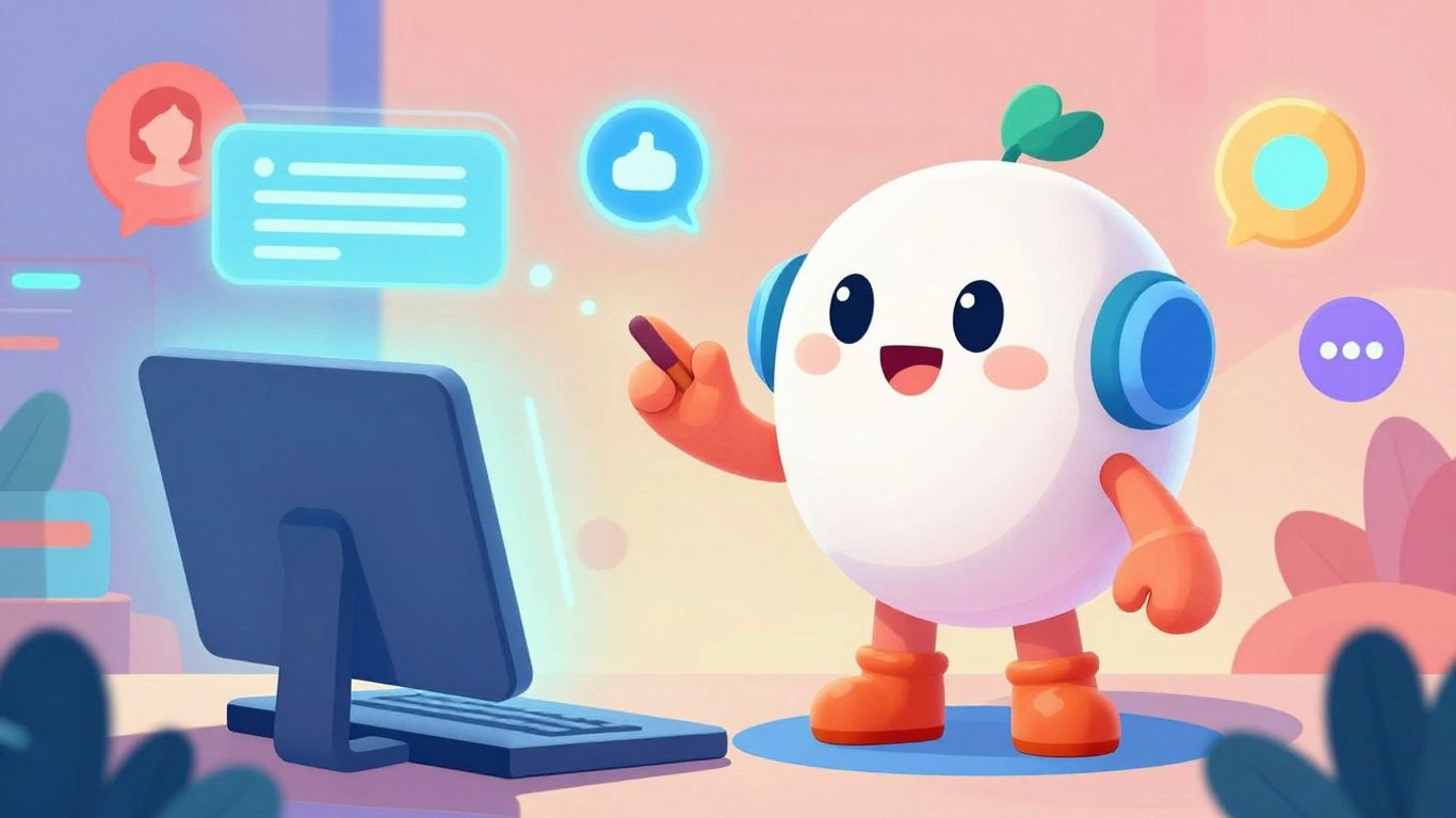 AI chatbot interacting with a user avatar, game-like.