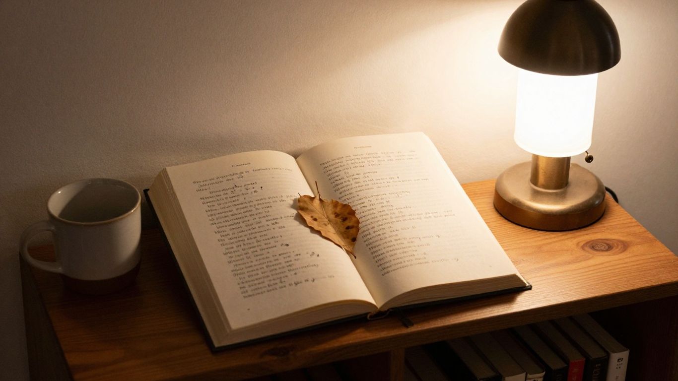 Open poetry books beside a reading journal