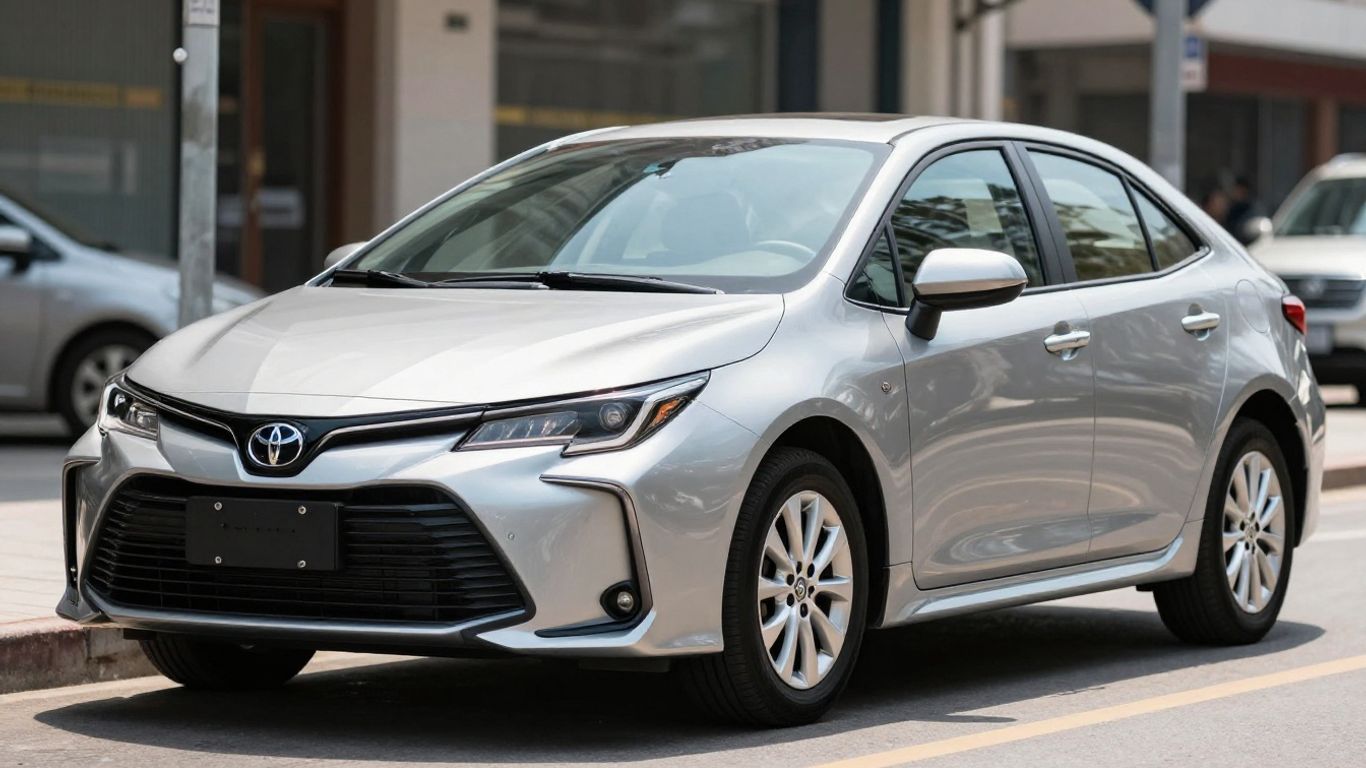 Silberner Toyota Corolla auf sonniger Straenseite
