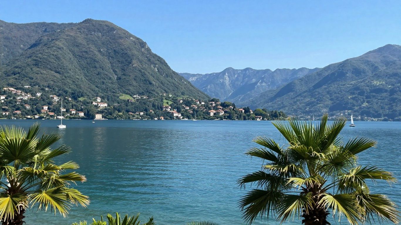 Palmen und Berge am Lago di Lugano