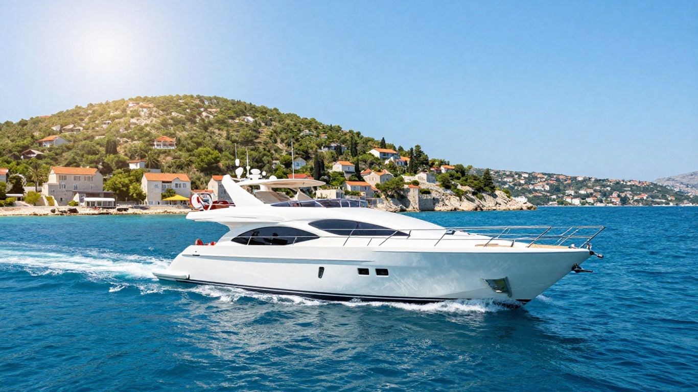 Luxury yacht sailing in the Adriatic Sea near Croatia.