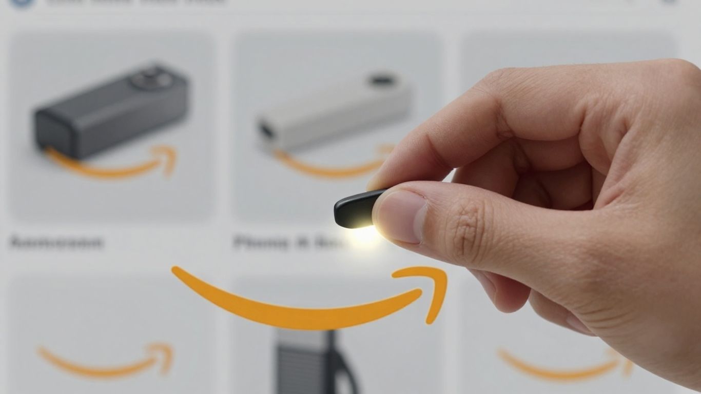 Hand adjusting a lever on an Amazon product listing.
