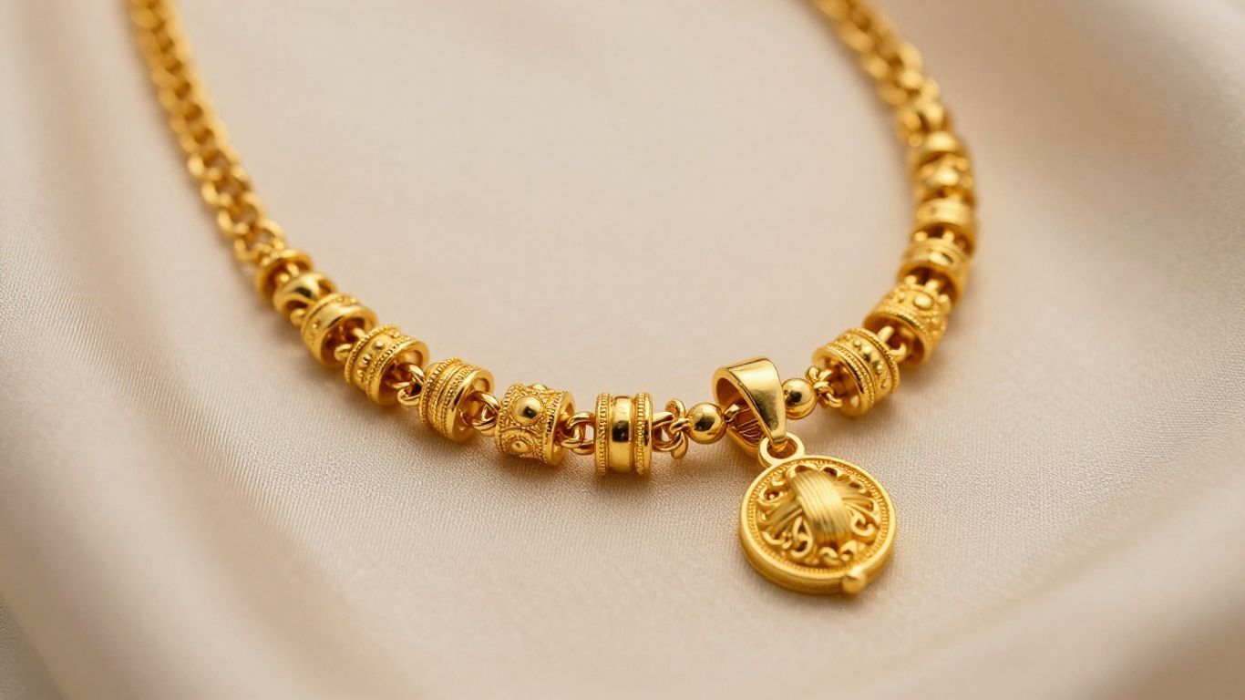 Elegant gold necklace with intricate design