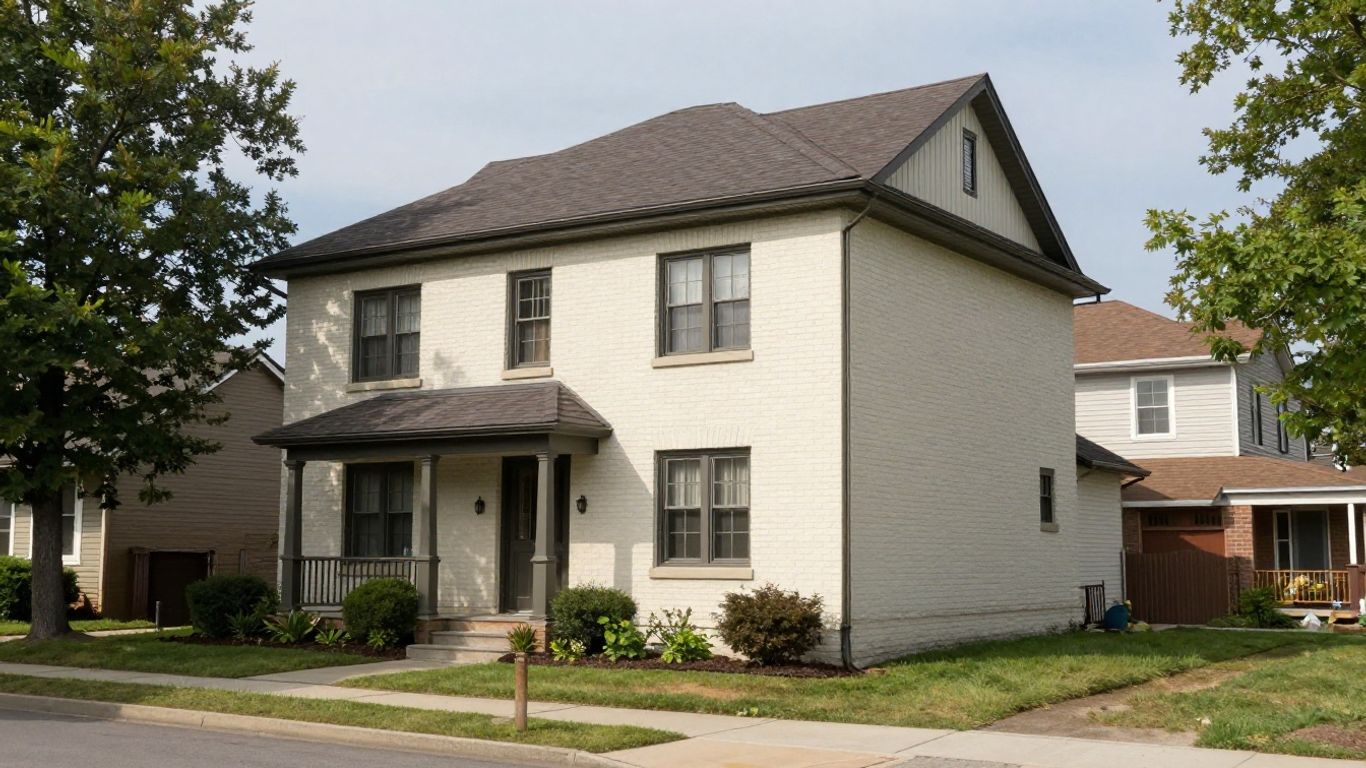Modern painted brick home in Laval