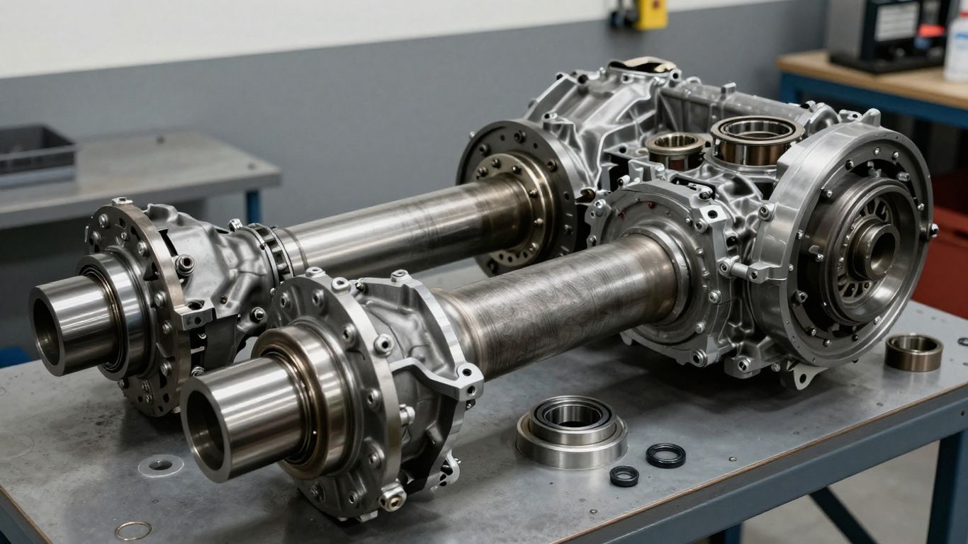 Detailed SUV transmission and axle assembly