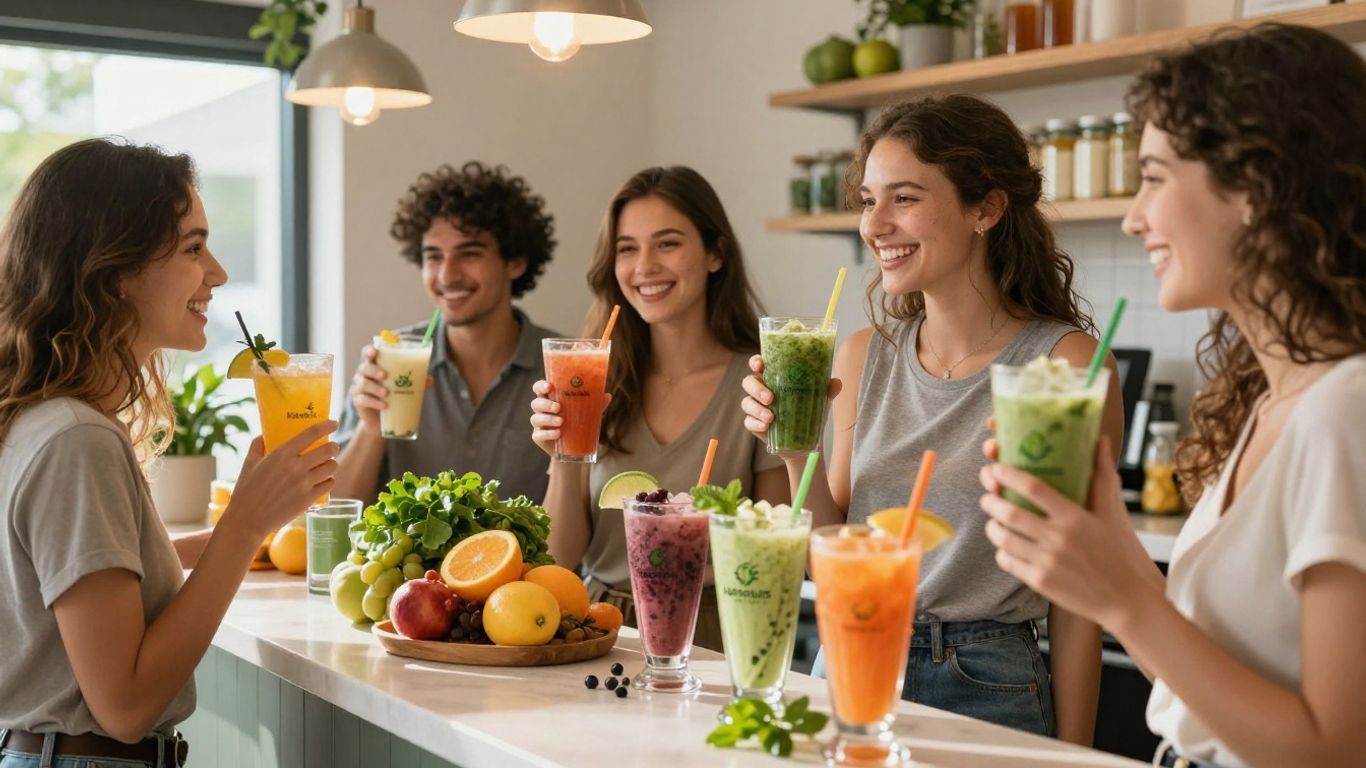 Herbalife Nutrition club with healthy shakes and fresh ingredients.