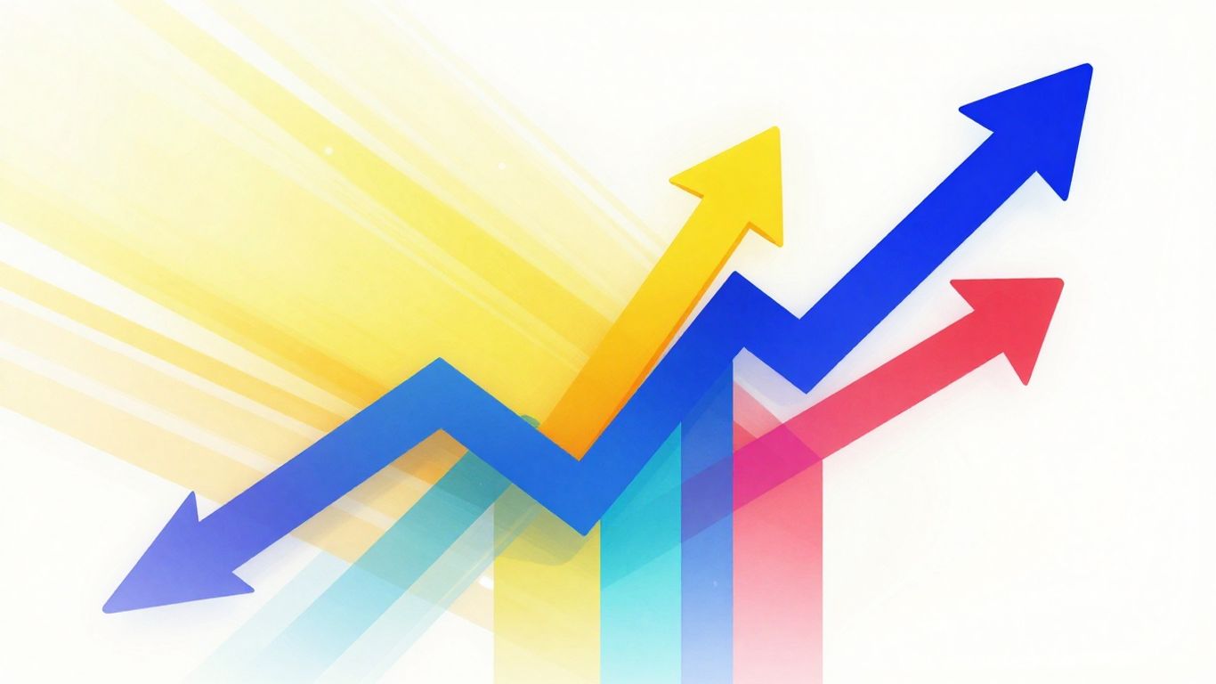 Rapid growth on X with upward arrows and vibrant shapes.