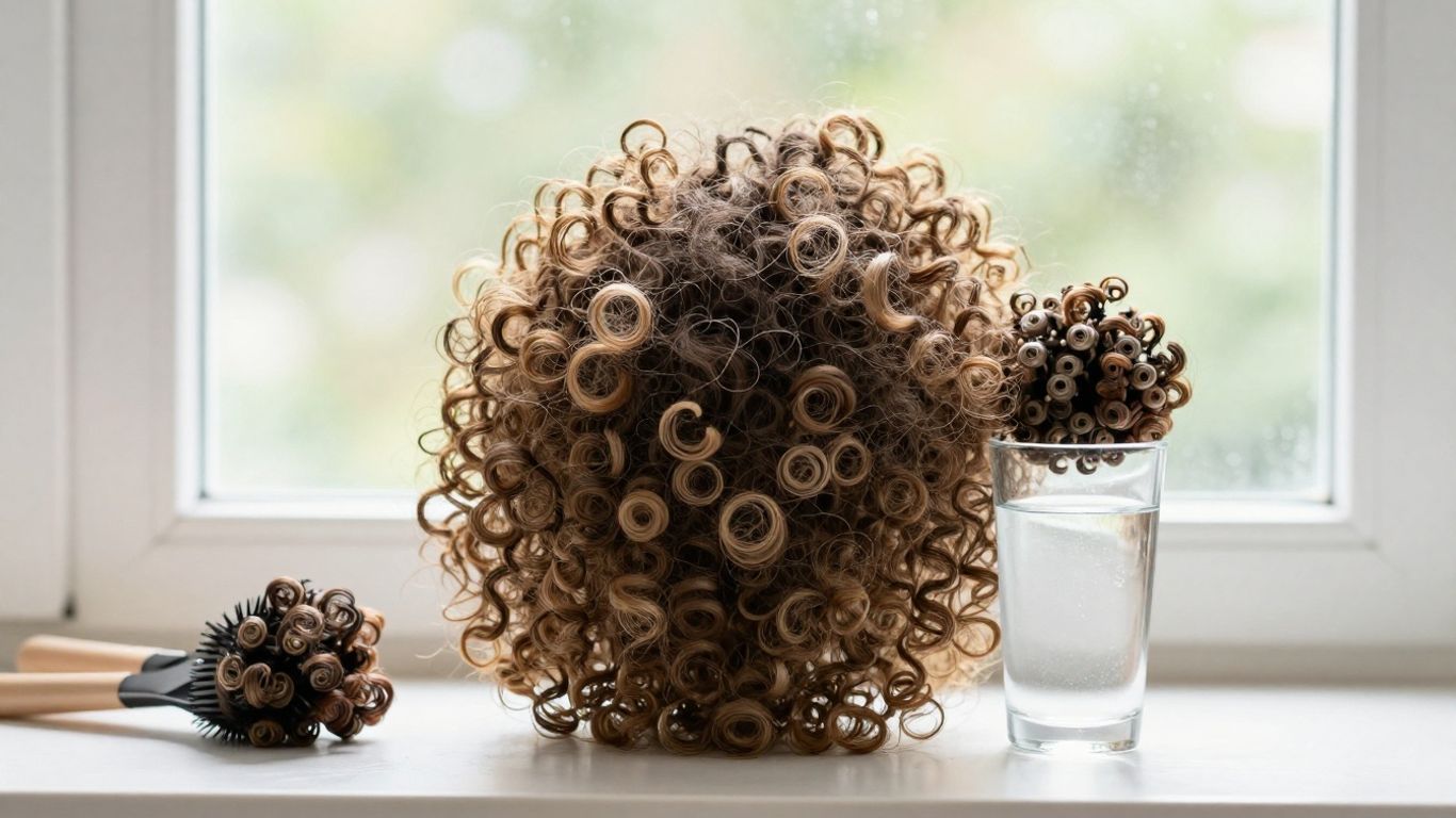 Defined curls drying in humid sunlight