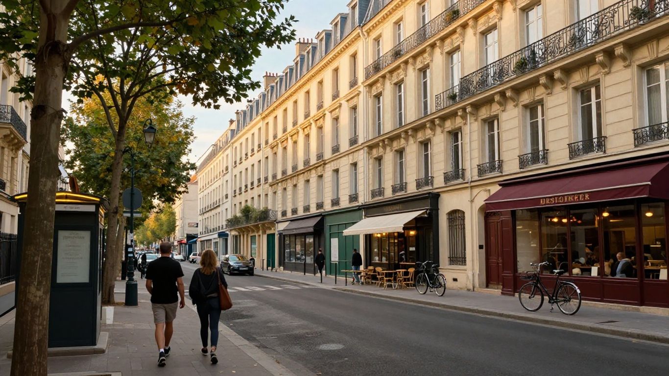 Vue photographique d’une rue parisienne près du métro
