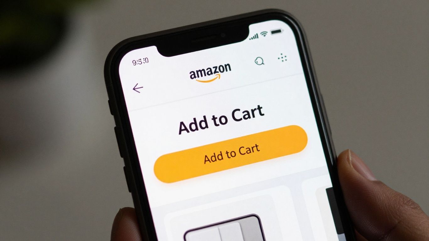 Amazon product page on a smartphone screen.