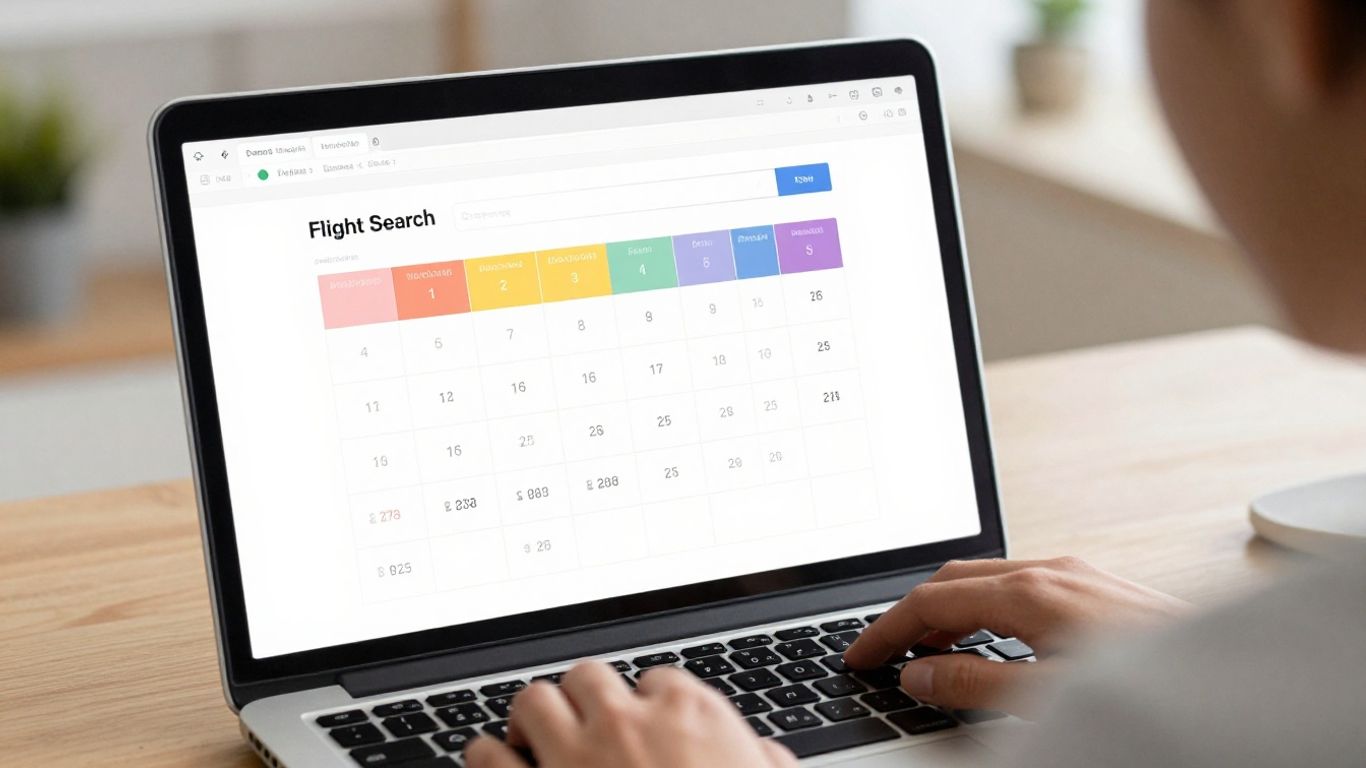 A traveler viewing flight prices on a laptop screen