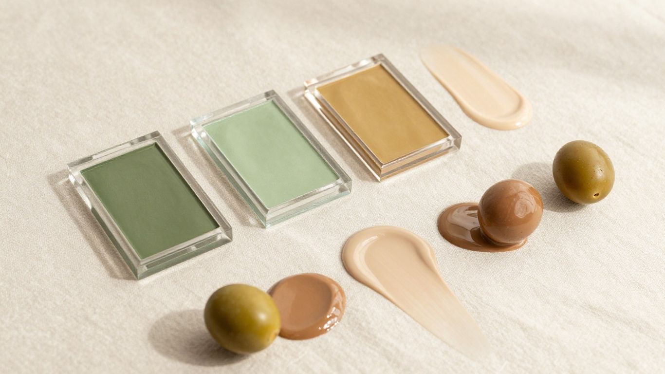 Olive skin tint shades beside natural complexion