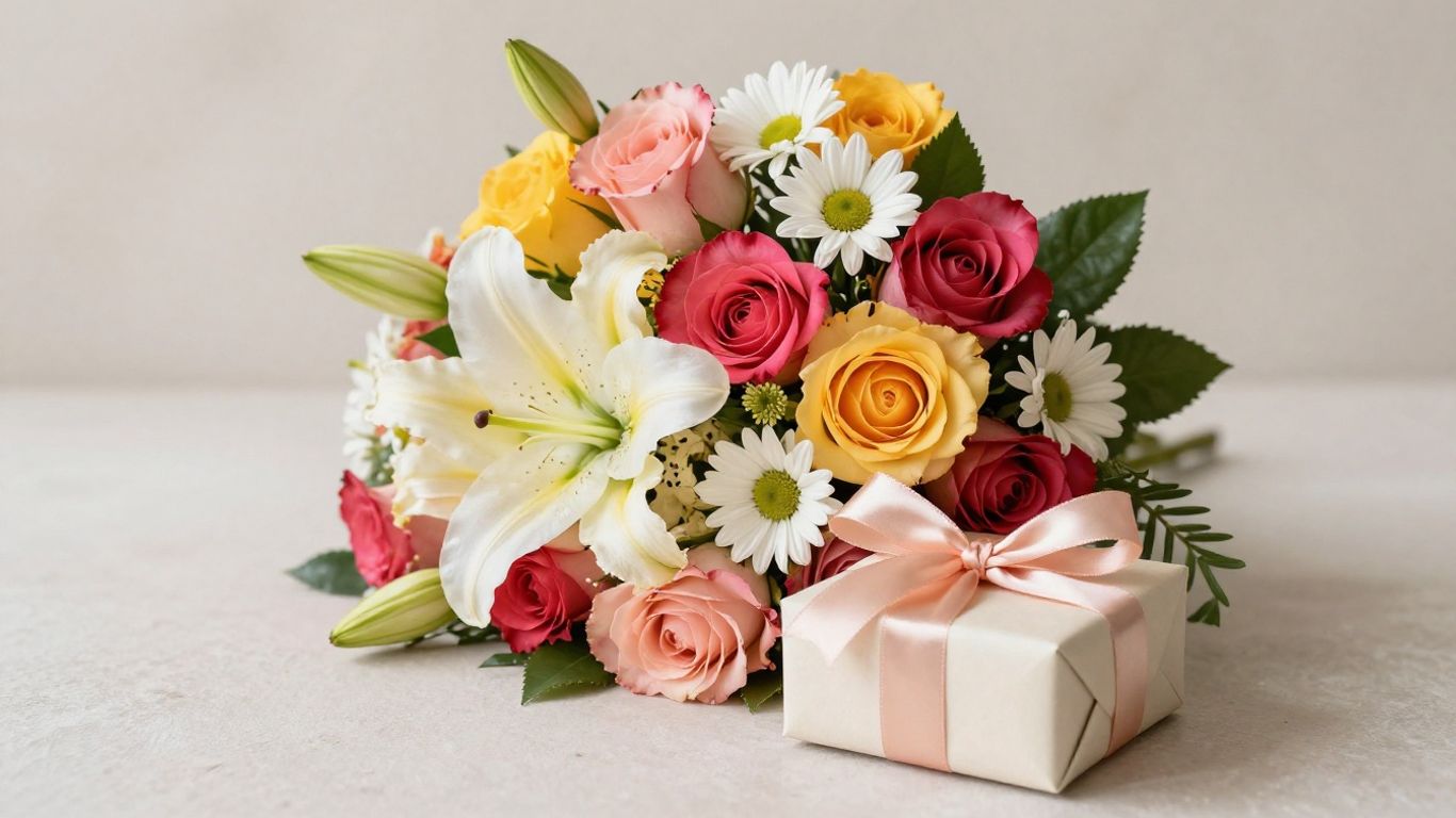 New baby flowers and gift for parents.