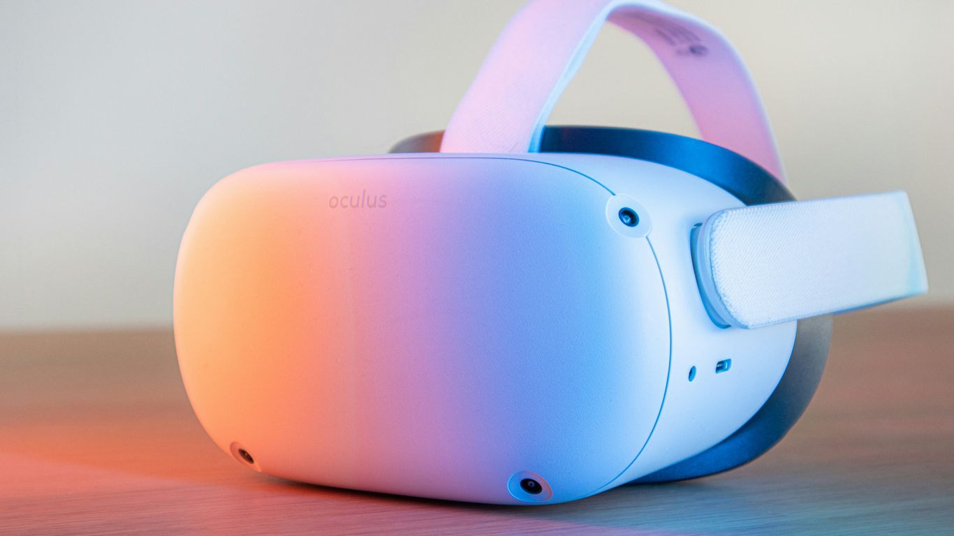 pink and white vr goggles