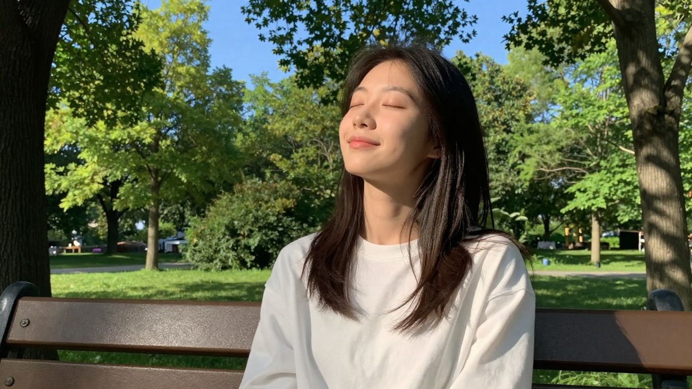 Person finding peace in nature.