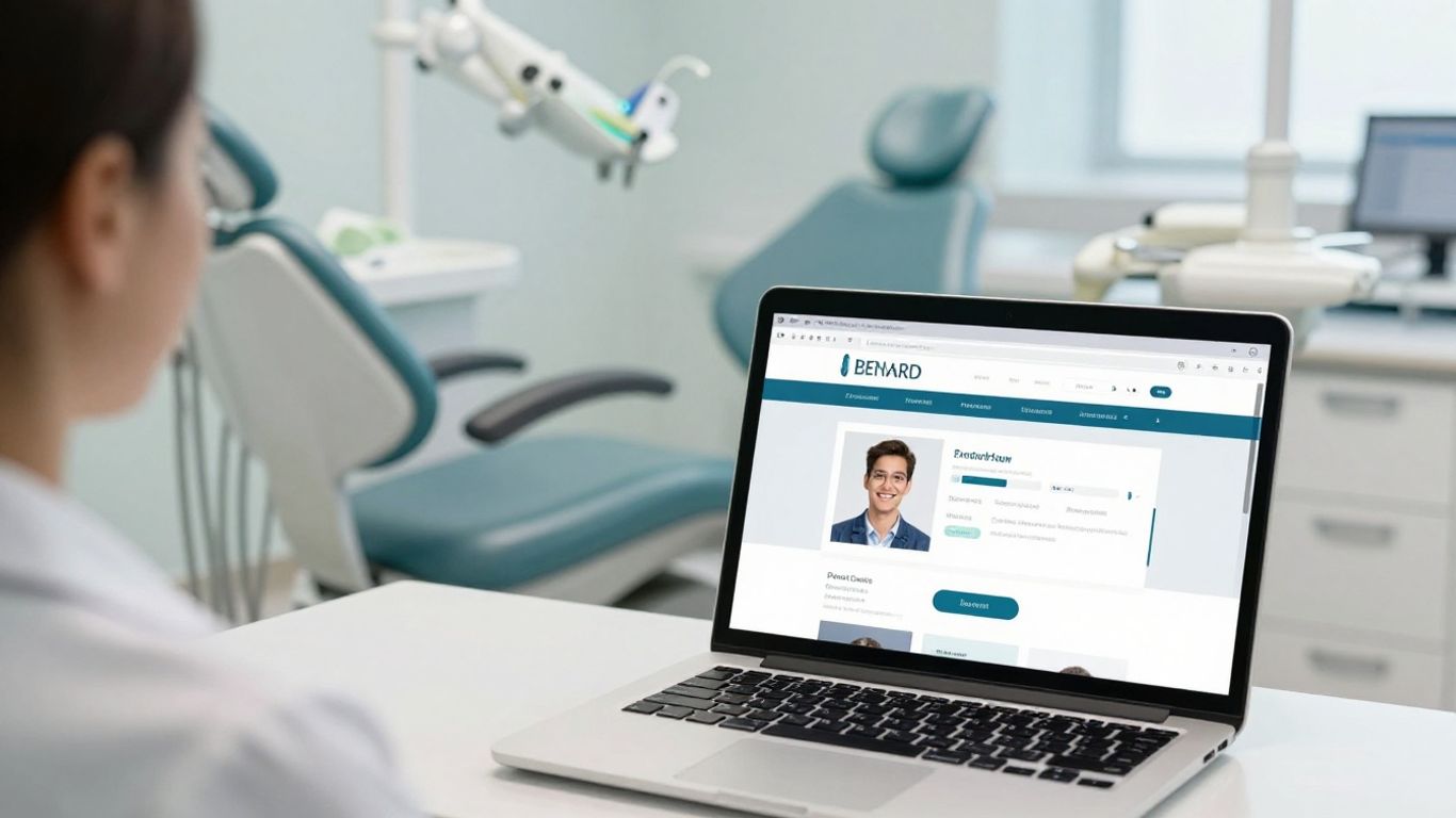 Dental clinic website planning on laptop
